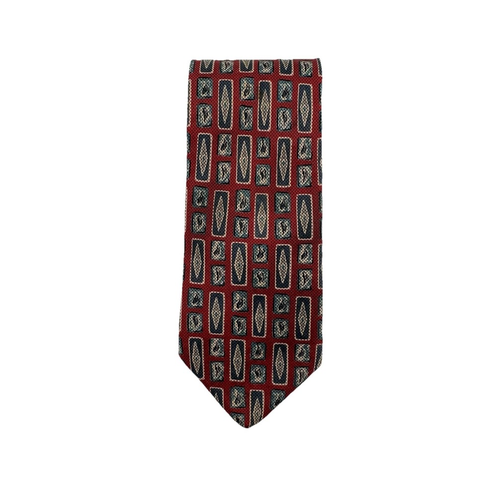 Vintage Bert Pulitzer Silk Necktie With Geometric Pattern